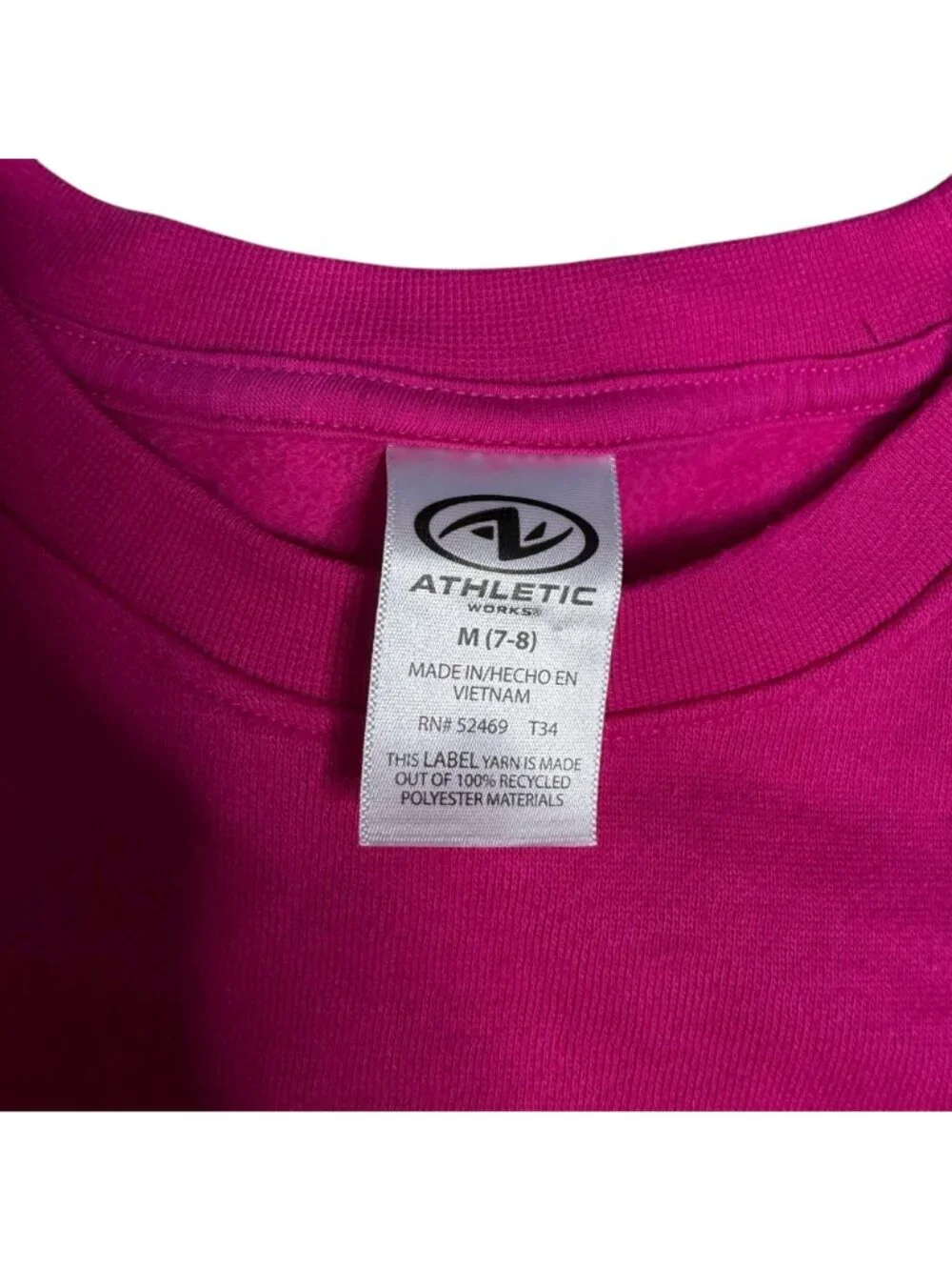 Athletic Cropped Sweatshirt Hot Pink Girls Size 7-8 Medium